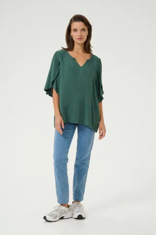 Kurzarm-Bluse Loose fit Garden Topiary green