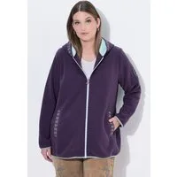 Ulla Popken Sweatjacke Trachten-Fleecejacke Kapuze Zierstickerei Langarm
