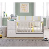 Möbel-Zeit Babybett mit Schaukelfunktion, umbaubar zum Kinderbett + Tisch + Kommode, Schaukelbar. Umbaubar zum Kinderbett.