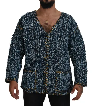 Strickjacke mit goldener Paspel, lässige Passform
