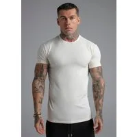 Siksilk T-Shirt SikSilk Herren Ecru Muscle Fit T-Shirt
