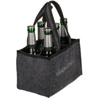 Out of the Blue Tragetasche Flaschenträger anthrazit 6 Flaschen Männerhandtasche Filztasche Bier, persönliche Geschenkidee