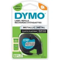 LetraTag ORIGINAL Kunststoff Schriftband schwarz auf silbermetallic S0721730