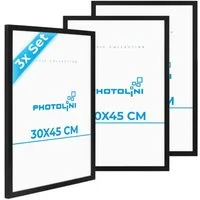 PHOTOLINI Bilderrahmen 3er Set modern mit bruchsicherem Acrylglas, Holz MDF, Fotos & Poster, für 3 Bilder (3er Set), Posterrahmen 30x45 cm zum Aufhängen