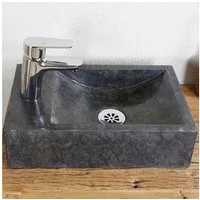 Casa Moro Waschbecken Naturstein Aufsatzwaschbecken - Marmor Waschbecken Badezimmer Gäste-WC (Indonesisches Aufsatzwaschbecken Naturstein), handgemacht MW81382510
