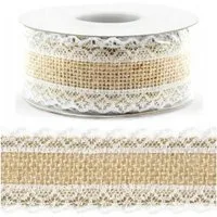 partydeco Dekoband Rustikale Juteband mit Spitze – Perfekt für DIY, Hochzeiten & Feste!