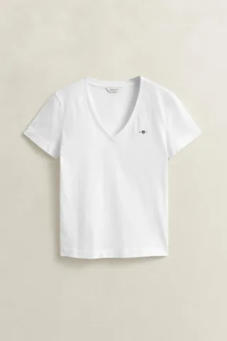 GANT - Shield V-Neck T-Shirt white - Gr. - S
