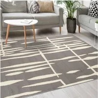 Mazovia Designteppich Modern Teppich Kurzflor Wohnzimmerteppich Robust und pflegeleicht GRAU, 80 x 150 cm, Fußbodenheizung,Allergiker geeignet,Farbecht,Pflegeleicht,Geometrisch