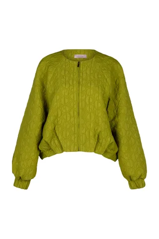 Studio Anneloes - Luun jacquard jacket dark lime - Gr. - XXL