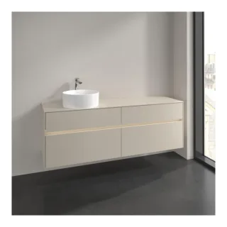 Villeroy und Boch Collaro Waschtischunterschrank C050B0VN 160x54,8x50cm, Waschtisch links, LED-Beleuchtung 12W, cashmere grey, Mit Beleuchtung