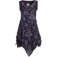 Vishes Zipfelkleid Strandkleid Damen Lagenlook Zipfel Blumenprint Baumwolle Alternative Mode, Boho, Hippie, Ethno, Festival