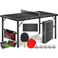 KESSER Mini-Tischtennisplatte Tischtennis Set, klappbarer Tischtennistisch (mit Netz, 2x Tischtennisschläger, 5x Tischtennisbälle & Zubehör-Tasche), In- & Outdoor geeignet
