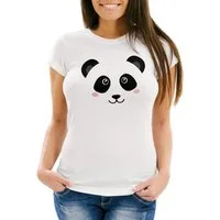 MoonWorks Print-Shirt Damen T-Shirt Panda Gesicht Pandabär Tiergesichter Slim Fit Moonworks® mit Print