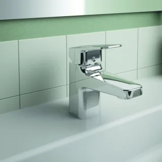 Ideal Standard CeraPlan Waschtischarmatur BD273AA Ausladung 99mm, verchromt, mit Metall-Ablaufgarnitur und Easyfix-Befestigung
