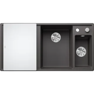 Blanco Spüle 523473 100x51cm, PuraDur felsgrau, rechts, mit Glasschneidbrett