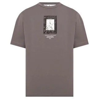 Off-White Paint Mirror Logo Slim Fit Graues T-Shirt