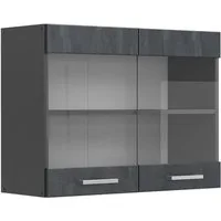 Vicco Glashängeschrank R-Line, Schwarz Beton/Anthrazit, 80 cm (1-St)