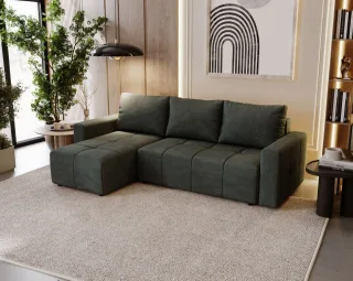 Ecksofa Schlafsofa NOHA in Stoff Paros Grafit Ottomane Links