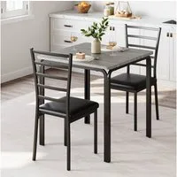 GarveeMore Essgruppe Ktichen Tisch mit 2 Stühlen für Küche & Esszimmer, Kompaktes Esszimmer-Set für kleine Räume(Tisch mit 2 Stühlen)