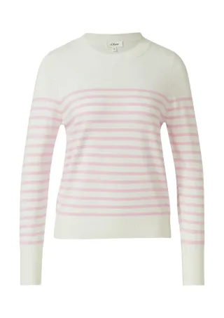 s.Oliver Red Label - Gestreifter Pullover aus Viskosemix pink/weiß - Gr. - 34