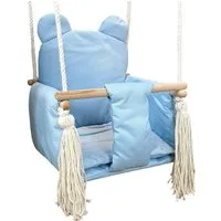Pamek Einzelschaukel Suße Kinderschaukel Babyschaukel mit Gurt Schaukel Holz Geschenk, Dicke Metallringe zum aufhängen.