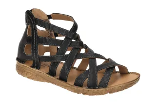Josef Seibel Damen Sandalette IVY 06 Schwarz Riemchen Wedge Absatz Echtleder