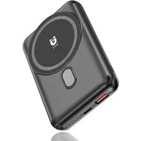 Pdgrid 10000mAh 15W Ultra dünn & leicht Tragbares Magnetische Ladegerät Powerbank Schnellladung, mit Halterung 10000 mAh, Typ-C + USB-C-Dualschnittstelle