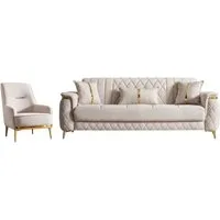 Villa Möbel Polstergarnitur Pasadena, (2-tlg. Set, Set besteht aus: 3-Sitzer + Sessel), Beige mit Schlaffunktion durch aufklappbare Sitzfläche