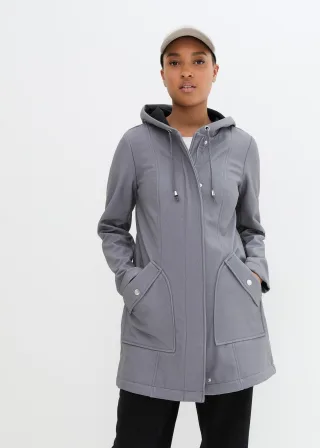 bonprix Softshell-Parka mit Kapuze, grau, Gr.38, Bequemer Softshell-Parka mit Kapuze und praktischen Taschen