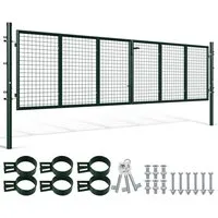 Clanmacy Gartentor 350x100cm Doppelflügelig Gartentor Gartentür Metall Zauntür Zauntor, mit Schloss, Türklinke und Schlüssel