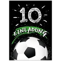 JUNAPACK Einladungskarten Fußball zum 10. Kindergeburtstag Jungen Einladungen Karten Fussball, Einladungskarten zum 10. Kindergeburtstag Fußball