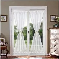 BTTO V&G Türvorhang Türvorhang Weiß/Grau,Französisch Tür Vorhang,Voile Kurze Vorhänge (1 St), halbtransparent, Kräuselband