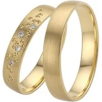 Firetti Trauring Schmuck Geschenk Gold 375 Hochzeit Ehering "LIEBE" Sterne, Made in Germany, wahlweise mit oder ohne Brillanten