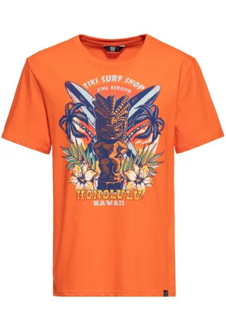 King Kerosin Herren T-Shirt Tiki Surf Shop orange