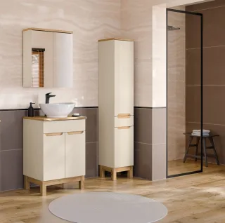 Badmöbel Set 4-tlg Badezimmerset DEVI Cashmere Schrank 60cm inkl. Waschtisch ...
