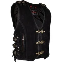 MDM Motorradweste Herren Biker Chopper Lederweste Büffelleder, Schnallen Verschluss
