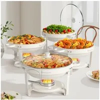 Warmounts Speisenwärmer, (4-tlg., 5L Chafing Dish Speisenwärmer Set), Rund Maifanite-Beschichtung, Buffet Warmhalter-Set für Hochzeit, Party