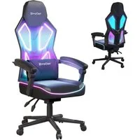 Bestier Gaming-Stuhl Gaming-Stuhl mit LED-Lichtleiste und verstellbarer Lendenwirbelstütze.