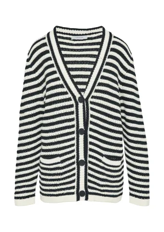 comma - Strickjacke blau|weiß - Gr. - 38