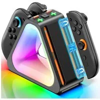 TUWENA Switch 2 Magnetische, Ladestation für Joy Con, Controller Ladegerät Zubehör Nintendo (mit 7 Lichtmodi)