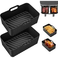 BlingBin Silikonform 2 Stück Heißluftfritteuse Backform für Ninja Foodi AF300/AF400, (2er Set 2-tlg), Wiederverwendbar Air Fryer Silicone Pot Zubehör, Einfache Reinigung
