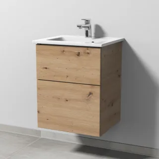 Sanipa 3way Keramik-Set Venticello Keramik-Waschtisch und Unterbau mit 2 Auszügen, Eiche Natural-Tou SM32085