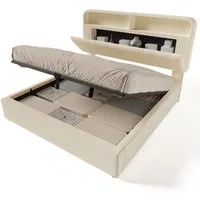 Ulife Stauraumbett mit höhenverstellbarem Stauraum-Kopfteil, (1-tlg), mit LED-Beleuchtung & USB/Type-C Ladestation, 90x200 cm