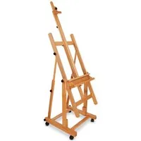 Artina Staffelei Profi Atelierstaffelei Verona für Keilrahmen bis 210 cm, Stabile Staffelei Holz?Stativ Gemälde Leinwandhalter auf 4 Rollen