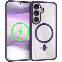 EAZY CASE Handyhülle Transparente Hülle mit MagSafe Samsung Galaxy S26 6,3 Zoll, Hülle mit Kameraschutz, Smart Case kompatibel mit Magsafe, Violett