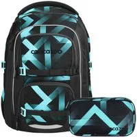coocazoo Schulranzen Schulrucksack-Set PORTER, Laser Lights 2-teilig (2-teilig), ergonomisch, Körpergröße: 135 - 180 cm, Easy-Grow-System