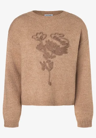 MORE & MORE - Pullover mit Applikation beige - Gr. - 38