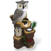 Arnusa Gartenfigur Solarlampe Eule auf Baumstamm Gartendekoration 36 cm, Tierfigur Gartendekoration