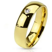 BUNGSA Fingerring 54 (17.2)Hochzeitsring Gold mit Kristall Edelstahl Damen & Herren (Ring, 1-tlg), Damen Herren