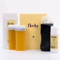 fleeky Warmwachs-Haarentferner Wax Kit Roller für Gesicht & Körper, Spar-Set, 5- teilig, Wax Haarentfernung – glatte Haut bis zu 4 Wochen dank Roll-On